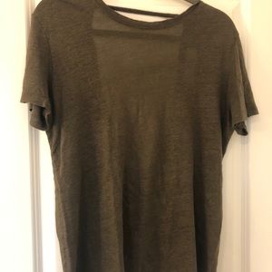 IRO 100% linen olive green t shirt, size small